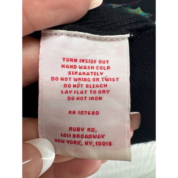 Ruby Rd. Womens Sweater L Teal Fringe V-Neck 3/4-Slv Boho Festival Party Artsy - Picture 4 of 9